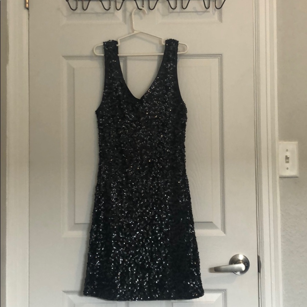 Black sequin mini dress